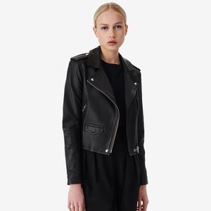 IRO Ashville Black Leather Jacket EU Sz 42 (US 10)